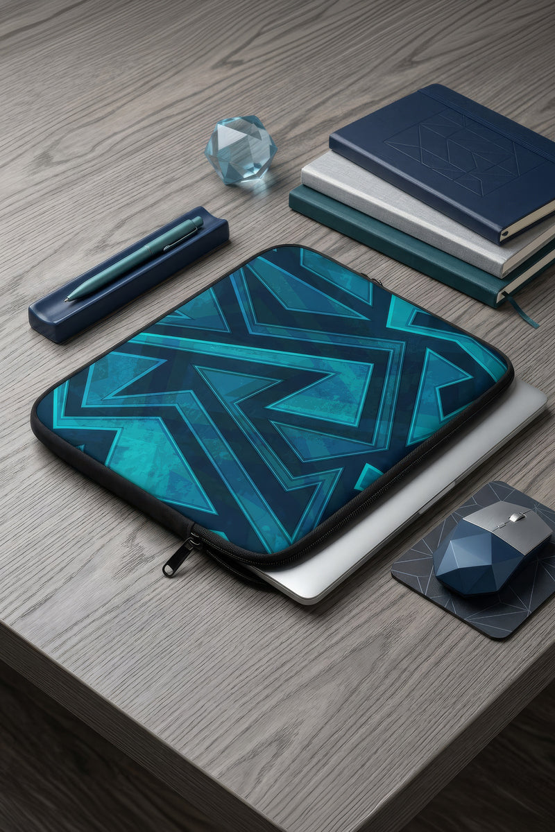 Cyber Geometry Abstract Tech Laptop Sleeve