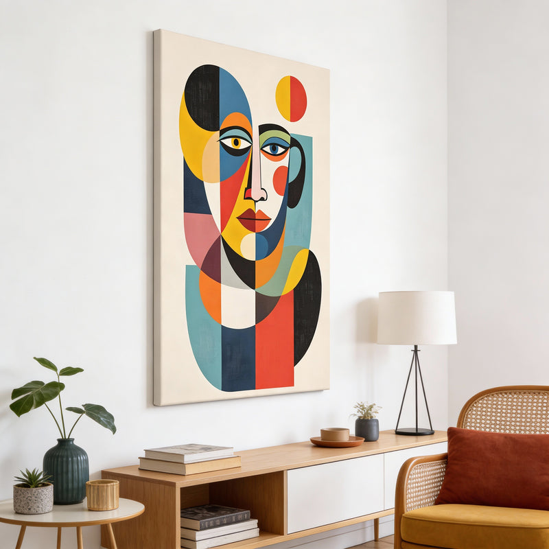 Abstract Geometric Face Canvas Wall Art