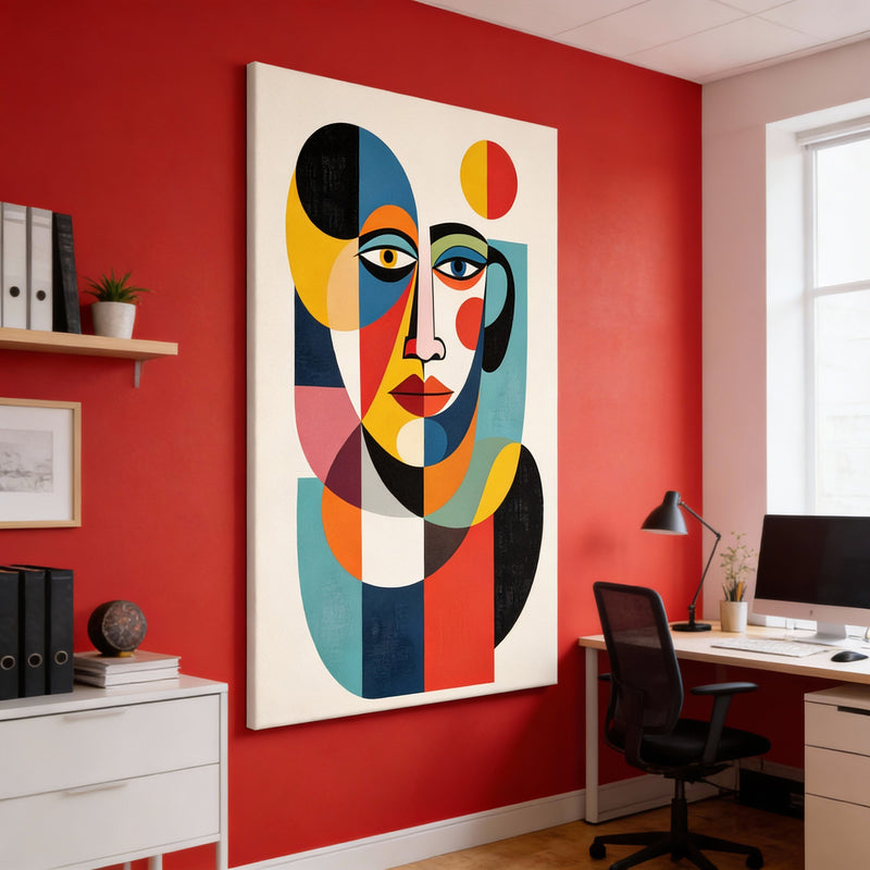 Abstract Geometric Face Canvas Wall Art