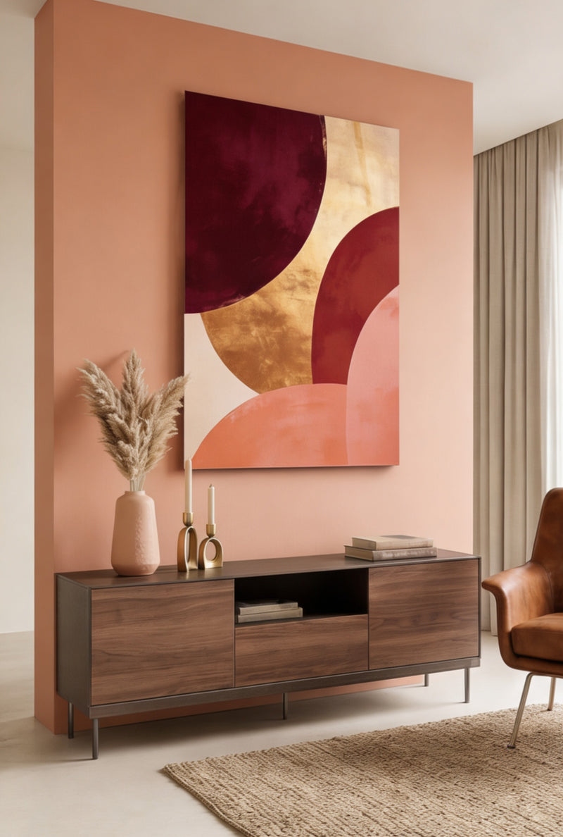 Abstract Mid-Century Boho Geometric Circles Glossy Metal Wall Art