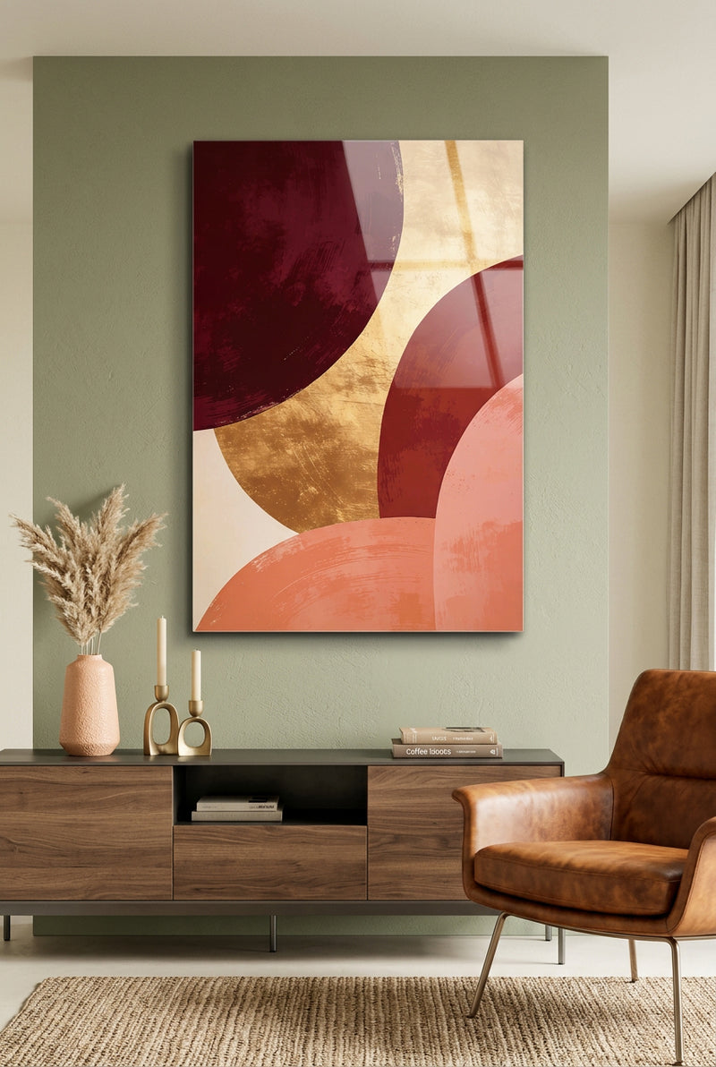 Abstract Mid-Century Boho Geometric Circles Glossy Metal Wall Art