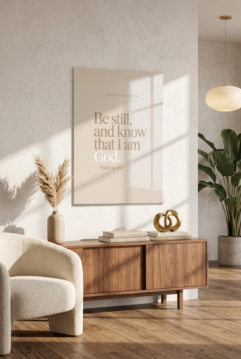 Be Still and Know Psalm 46:10 Scripture Glossy Metal Wall Art