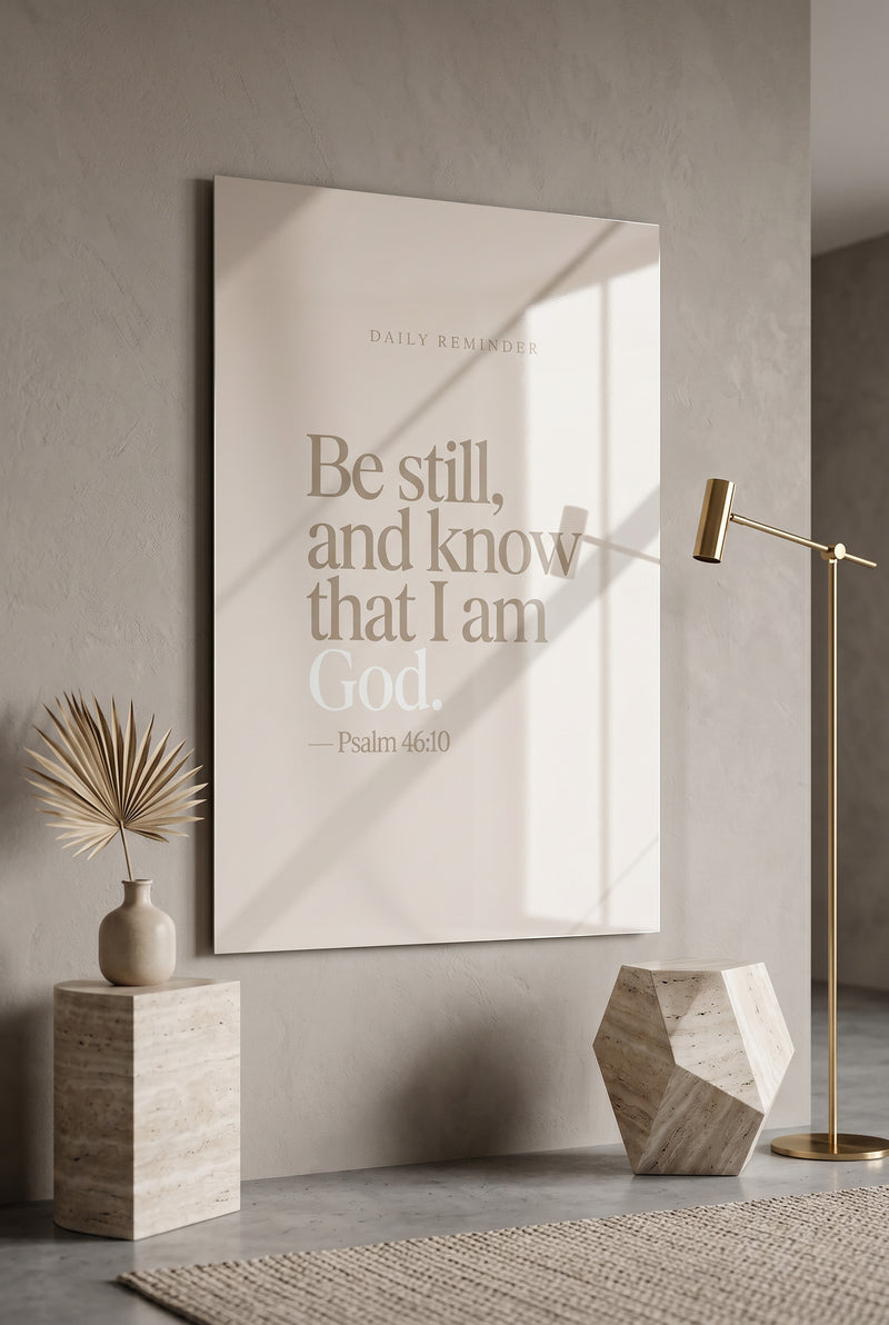 Be Still and Know Psalm 46:10 Scripture Glossy Metal Wall Art