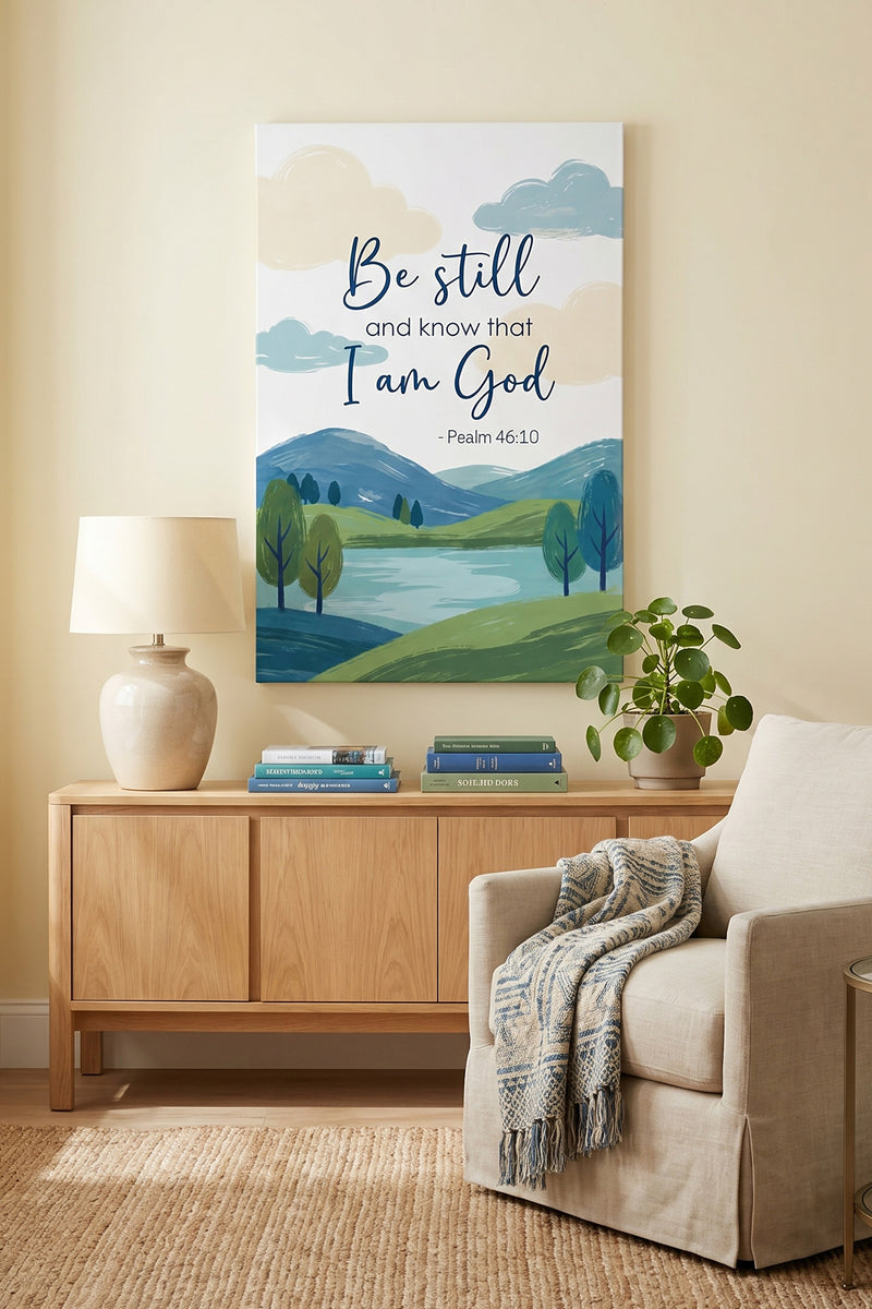 Be Still and Know Psalm 46:10 Nature Landscape Canvas Wall Art