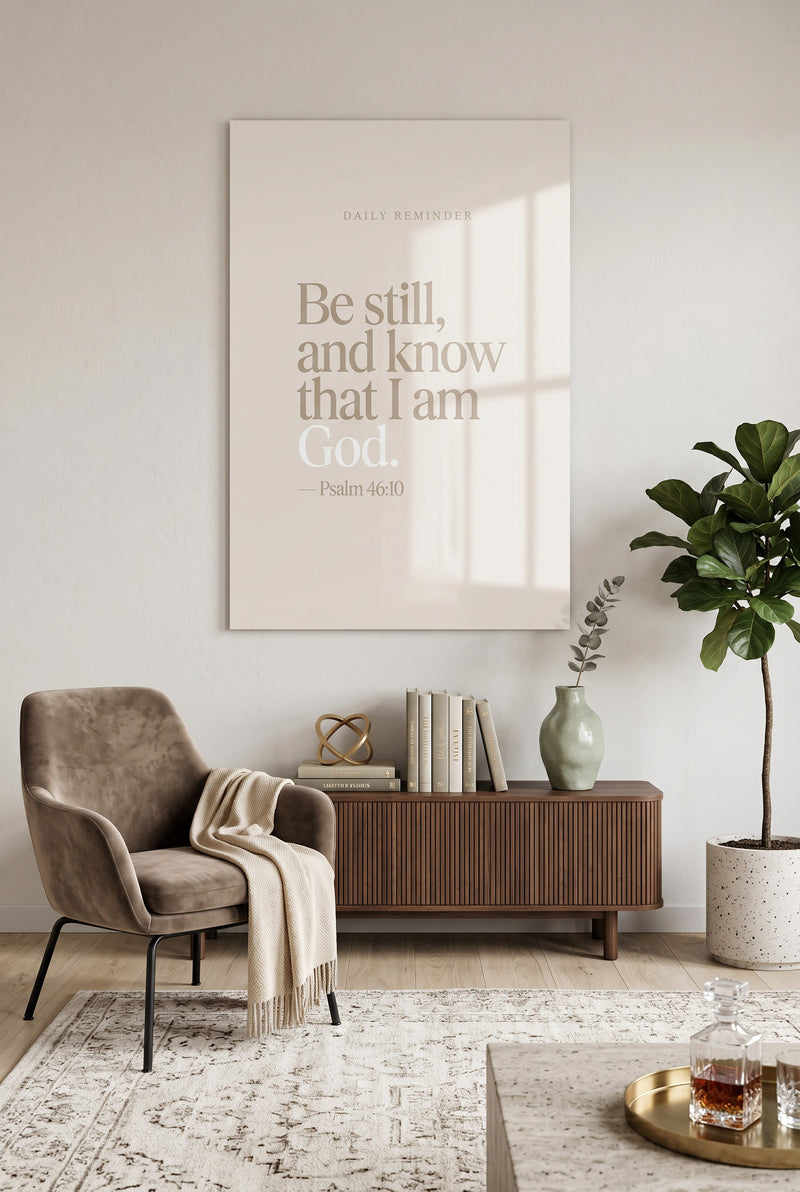 Be Still and Know Psalm 46:10 Scripture Glossy Metal Wall Art