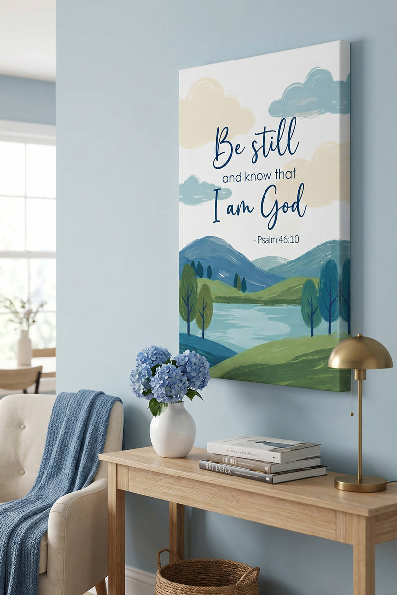 Be Still and Know Psalm 46:10 Nature Landscape Canvas Wall Art