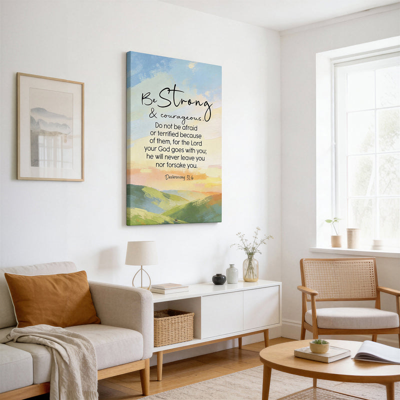 Be Strong & Courageous – Deuteronomy 31:6 Canvas Wall Art