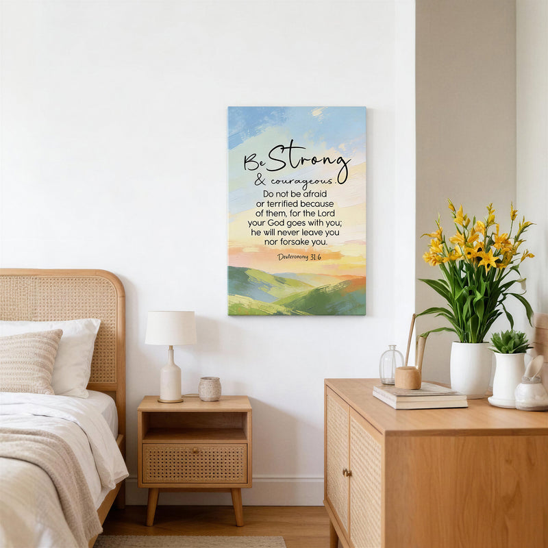 Be Strong & Courageous – Deuteronomy 31:6 Canvas Wall Art