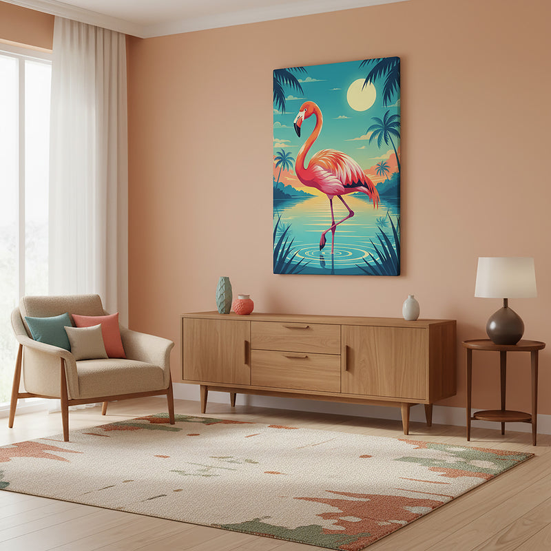 Tropical Flamingo Sunset – Canvas Wall Art