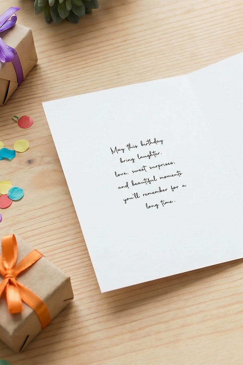 Vibrant Red Gift Box Happy Birthday Card