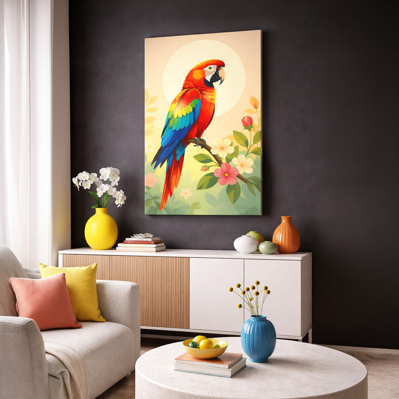 Tropical Parrot Canvas Wall Art – Colorful Bird Portrait