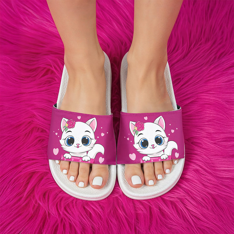 Sweet Whiskers Women’s Slides – Cute Cat Summer Sandals