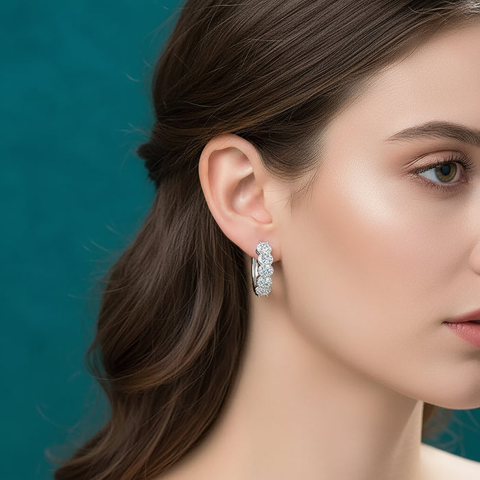 1 Carat Moissanite Zircon 925 Sterling Silver Huggie Earrings