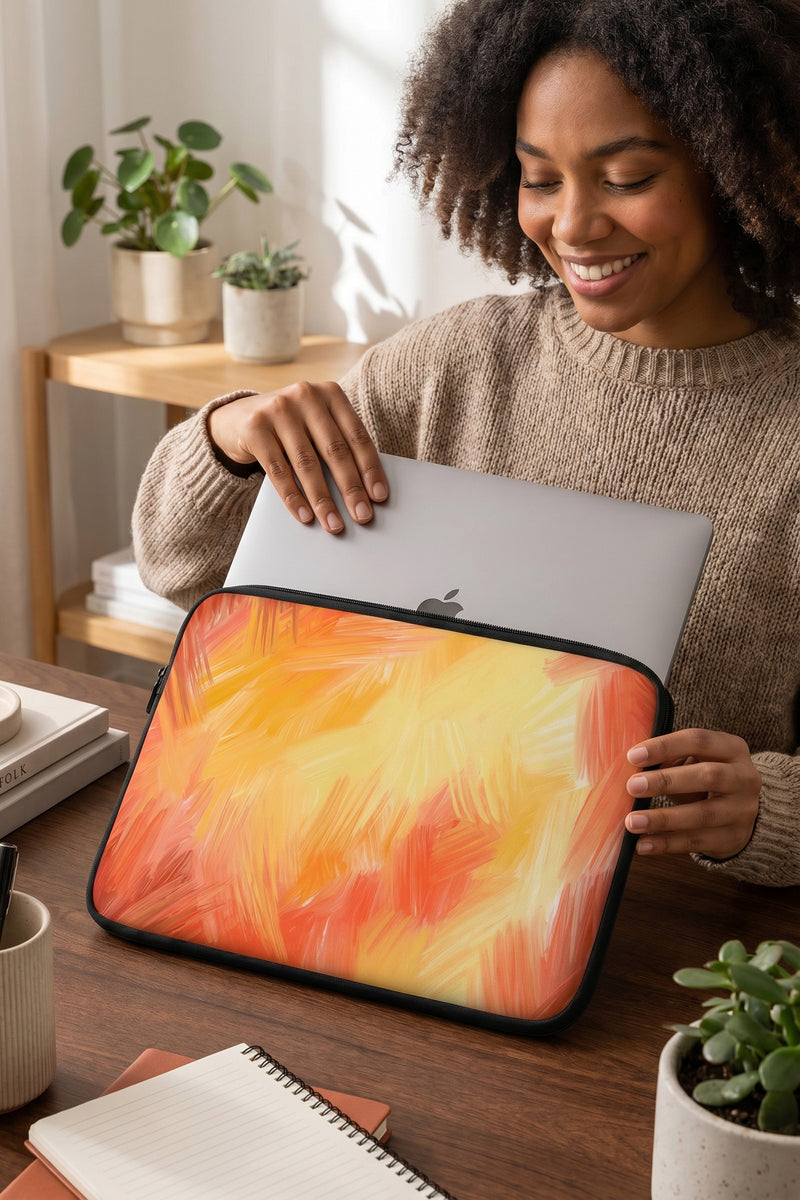 Sunlit Brushstrokes Abstract Art Laptop Sleeve
