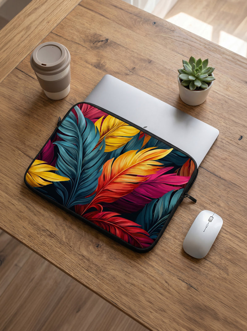 Vibrant Plumage | Bold Tropical Feather Laptop Sleeve