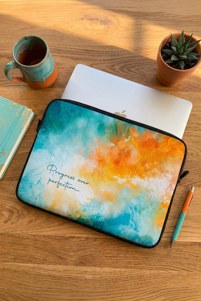 Progress Over Perfection Abstract Art Laptop Sleeve