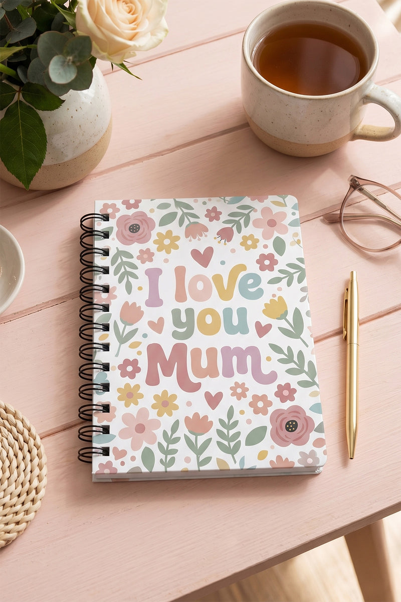 Thank You Mum Pastel Floral & Bird Nest Spiral Bound Journal
