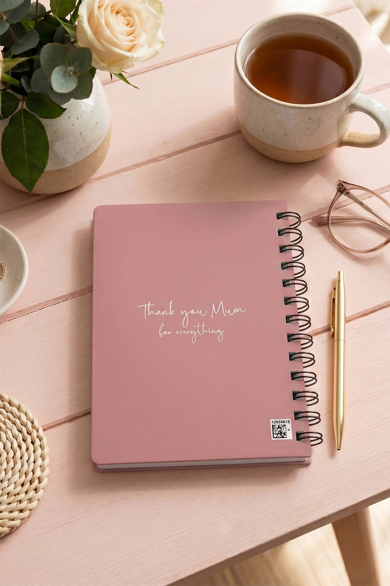 Thank You Mum Pastel Floral & Bird Nest Spiral Bound Journal