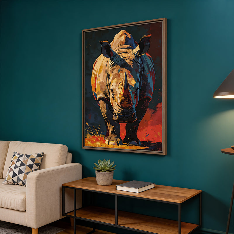 Majestic Rhino – Framed Canvas Wall Art with Floating Effect