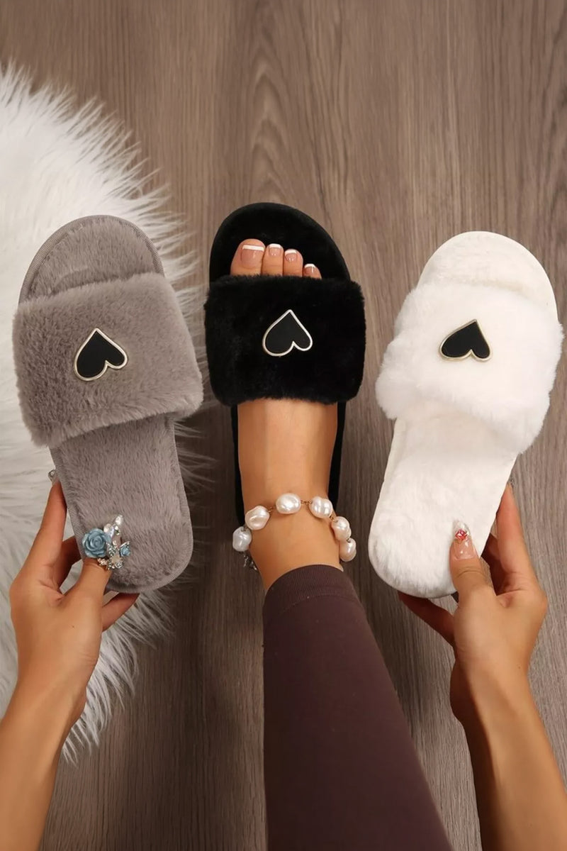 Heart Open Toe Flats Slippers