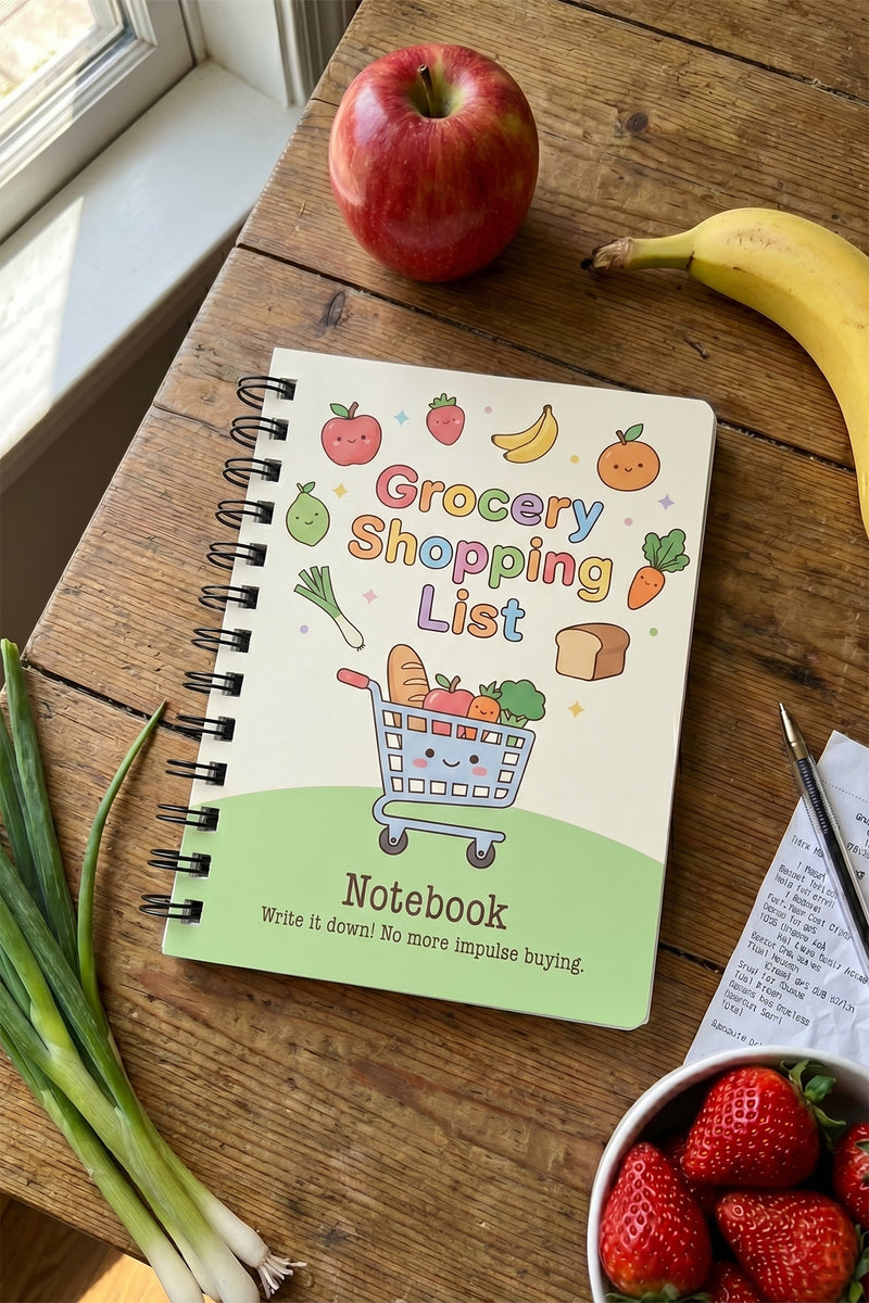Cute Kawaii Grocery Shopping List Spiral Bound Journal