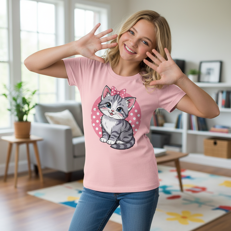 Cute Kitty Youth T-Shirt – Soft Kids Graphic Tee