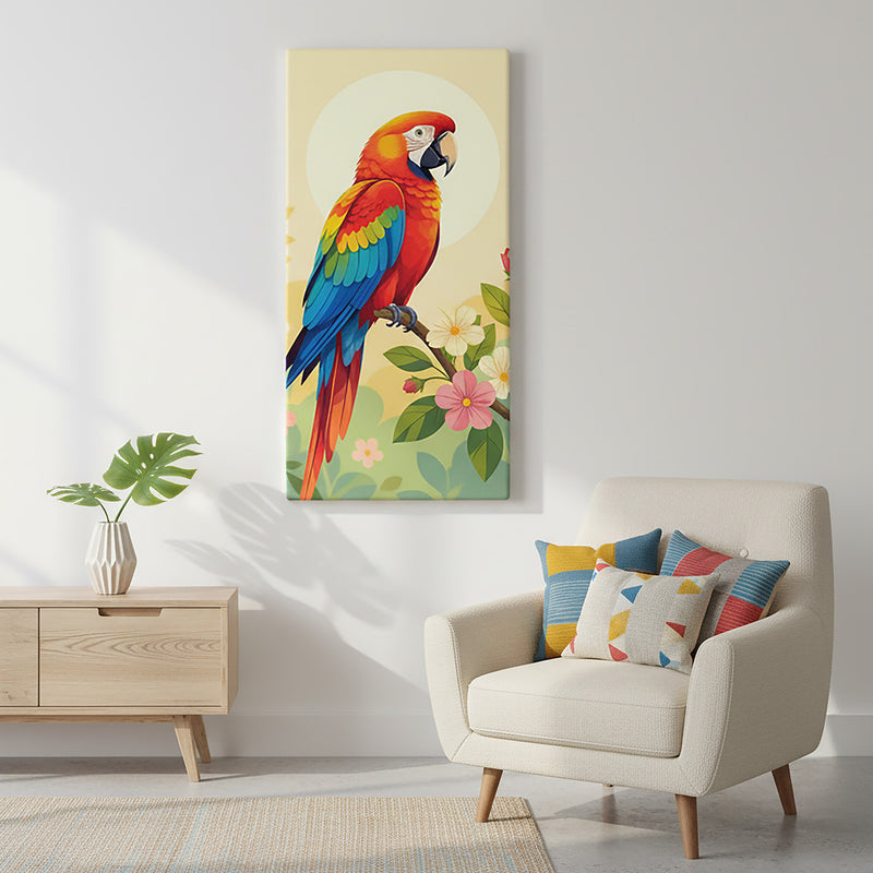 Tropical Parrot Canvas Wall Art – Colorful Bird Portrait