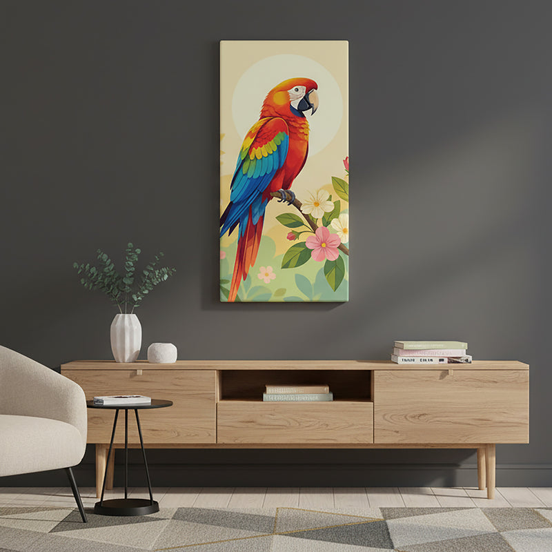 Tropical Parrot Canvas Wall Art – Colorful Bird Portrait
