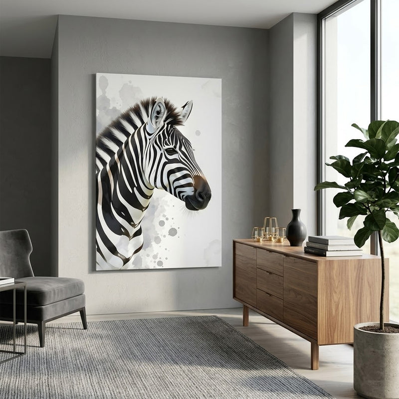 Elegant Zebra Canvas Wall Art – Monochrome Animal Portrait