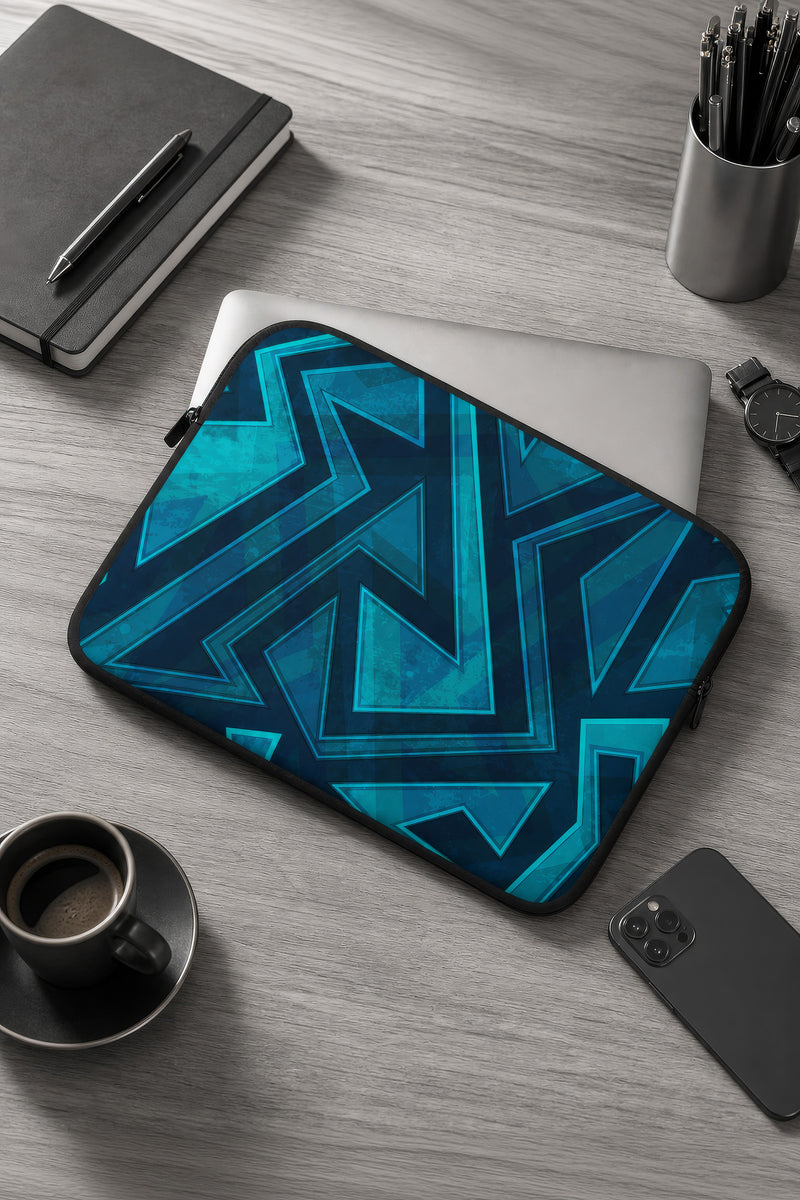 Cyber Geometry Abstract Tech Laptop Sleeve