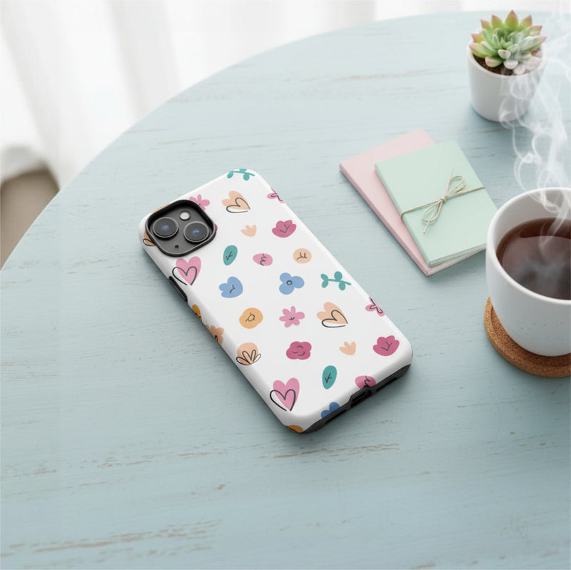 Colorful Floral Heart iPhone® Case | Aesthetic Tough Protective Case