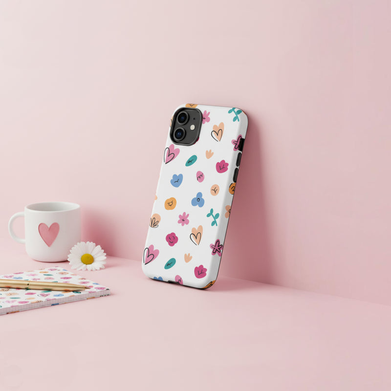 Colorful Floral Heart iPhone® Case | Aesthetic Tough Protective Case