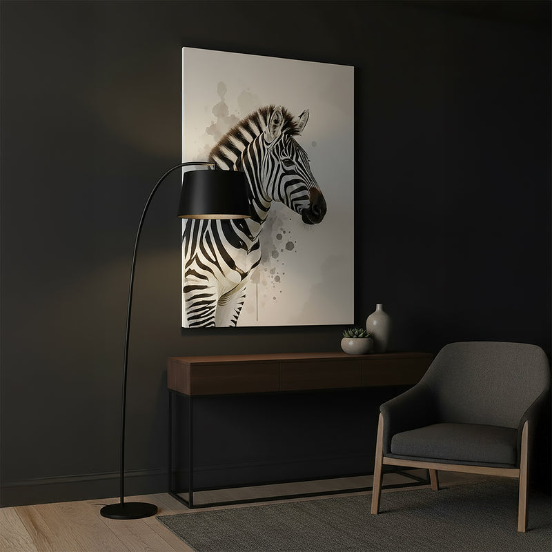 Elegant Zebra Canvas Wall Art – Monochrome Animal Portrait