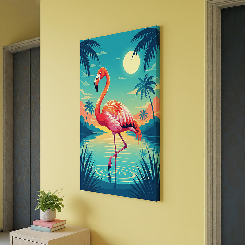 Tropical Flamingo Sunset – Canvas Wall Art