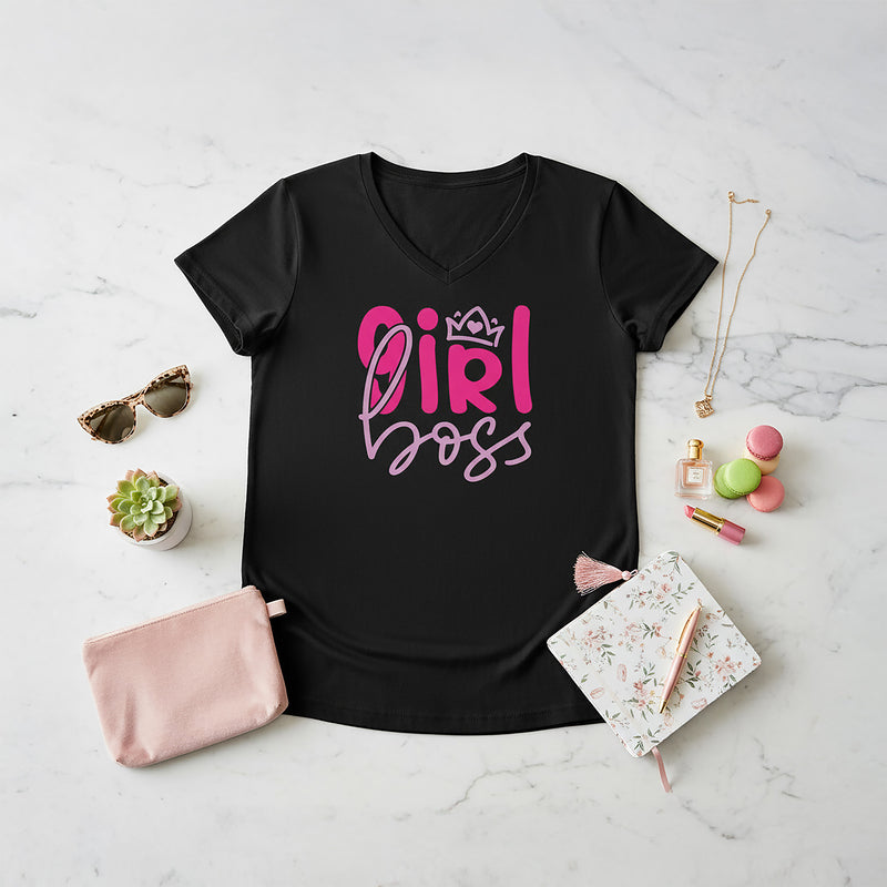 Girl Boss Women’s Relaxed V-Neck T-Shirt