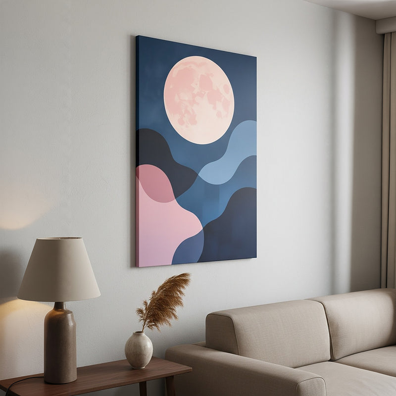 Moonlit Flow Abstract Canvas Wall Art