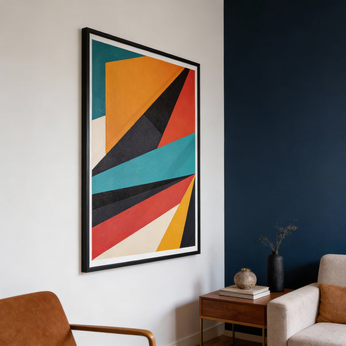 Modern Geometric Fusion – Floating Frame Canvas Wall Art